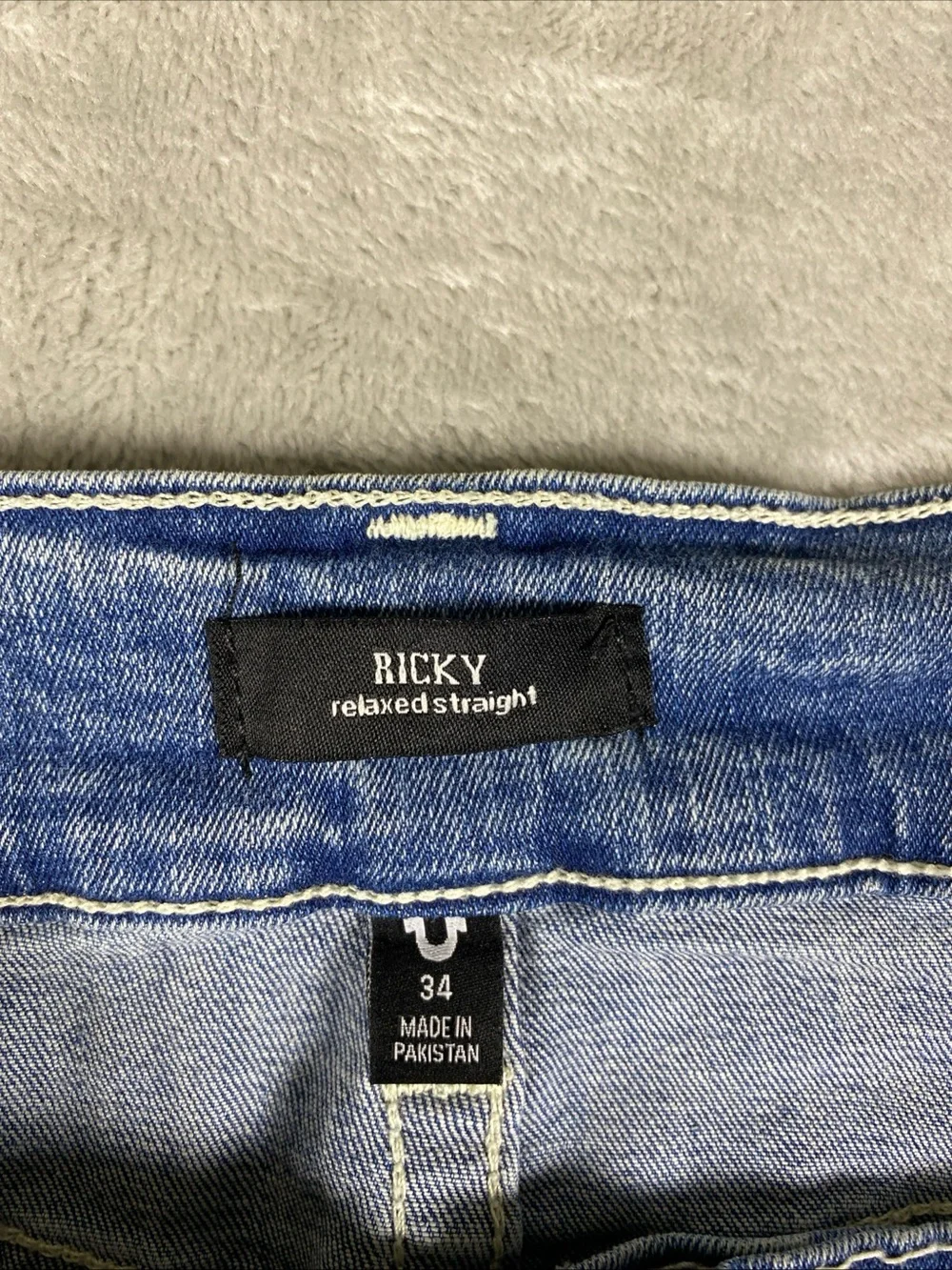 True Religion Ricky Relaxed‎ Straight Jeans Men’s 34X32 Blue Light Wash